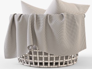 wicker basket ikea gaddis set 3D मॉडल