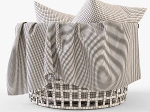 wicker basket ikea gaddis set 3D Model