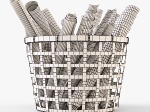 wicker basket ikea gaddis set 3D मॉडल