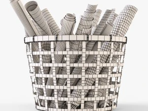 wicker basket ikea gaddis set 3D Model