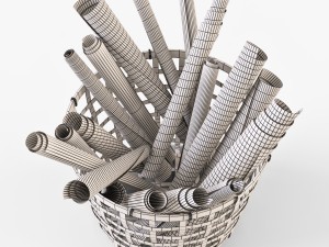 wicker basket ikea gaddis set 3D मॉडल