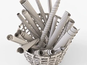 wicker basket ikea gaddis set 3D Model