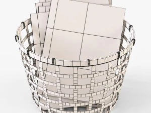 wicker basket ikea gaddis set 3D Model