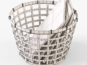 wicker basket ikea gaddis set 3D Model