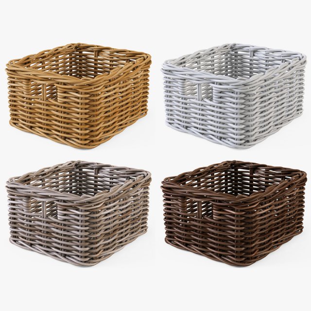 wicker basket ikea byholma 1 set 4 color 3D Model .c4d .max .obj .3ds .fbx .stl .blend 