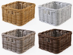 wicker basket ikea byholma 1 set 4 color 3D Модель