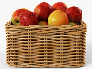 wicker apple basket ikea byholma 1 natural 3D Model