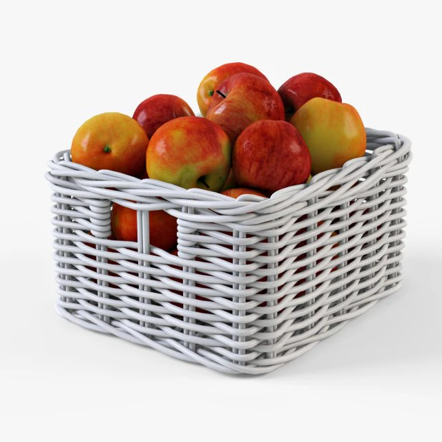 wicker apple basket ikea byholma 1 white 3D Model .c4d .max .obj .3ds .fbx .stl .blend 