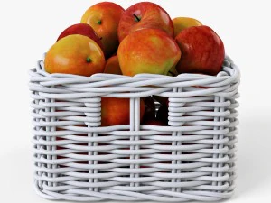 wicker apple basket ikea byholma 1 white 3D Model