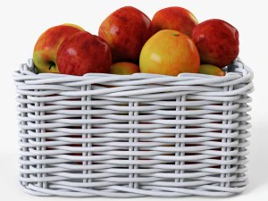 wicker apple basket ikea byholma 1 white 3D Model