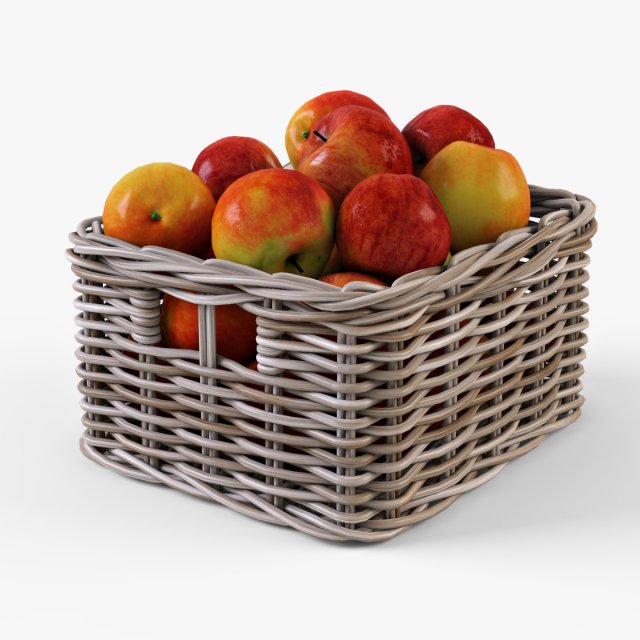 wicker apple basket ikea byholma 1 gray 3D Model .c4d .max .obj .3ds .fbx .stl .blend 