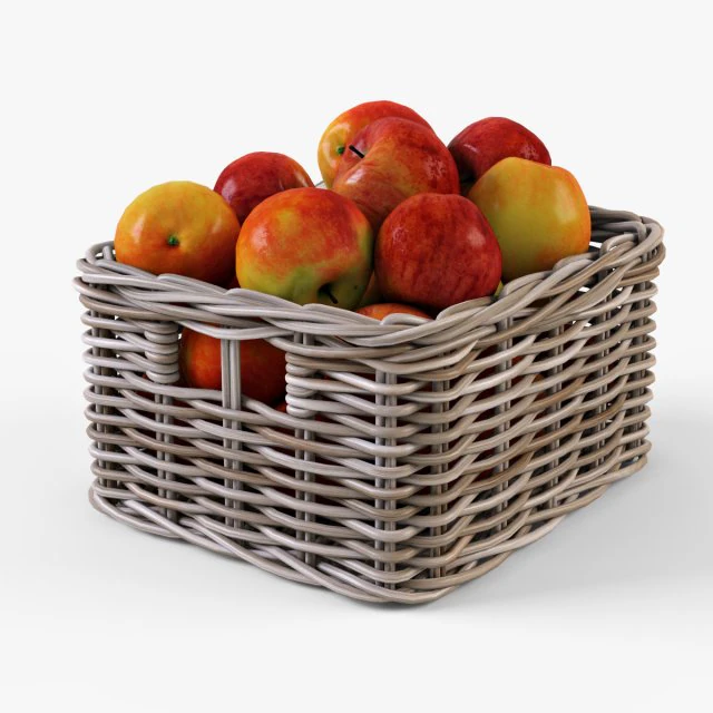 wicker apple basket ikea byholma 1 gray 3D Model .c4d .max .obj .3ds .fbx .stl .blend