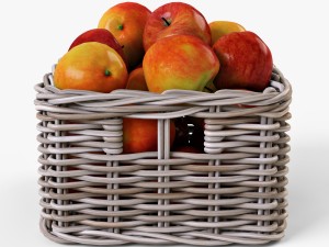 wicker apple basket ikea byholma 1 gray 3D Model