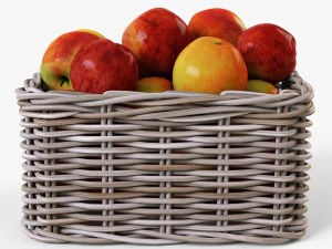 wicker apple basket ikea byholma 1 gray 3D Model