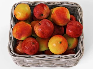 wicker apple basket ikea byholma 1 gray 3D Model
