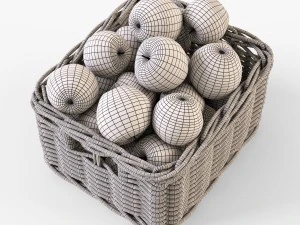 wicker apple basket ikea byholma 1 gray 3D Model