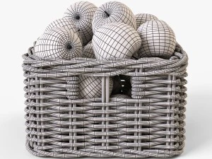wicker apple basket ikea byholma 1 gray 3D Model
