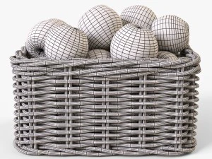 wicker apple basket ikea byholma 1 gray 3D Model