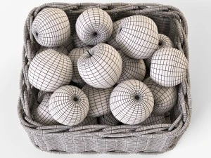 wicker apple basket ikea byholma 1 gray 3D Model