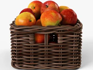 wicker apple basket ikea byholma 1 brown 3D Model