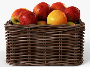 wicker apple basket ikea byholma 1 brown 3D Model