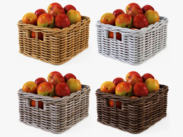 rieten appelmand ikea byholma 1 set 4 kleuren 3D Model .c4d .max .obj .3ds .fbx .stl .blend 