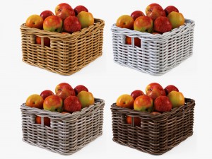 wicker apple basket ikea byholma 1 set 4 color 3D Model