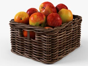 rieten appelmand ikea byholma 1 set 4 kleuren 3D Model