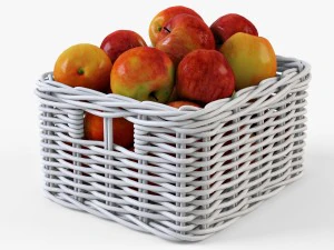 rieten appelmand ikea byholma 1 set 4 kleuren 3D Model