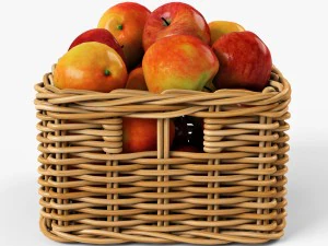 rieten appelmand ikea byholma 1 set 4 kleuren 3D Model