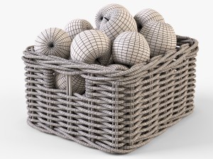 wicker apple basket ikea byholma 1 set 4 color Modelo 3D