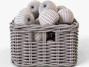 wicker apple basket ikea byholma 1 set 4 color Modelo 3D