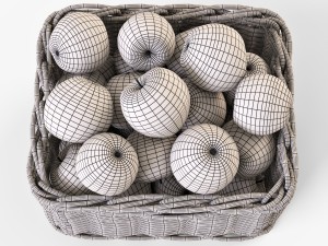 wicker apple basket ikea byholma 1 set 4 color Modelo 3D