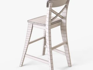 junior chair ikea ingolf white 3D Model
