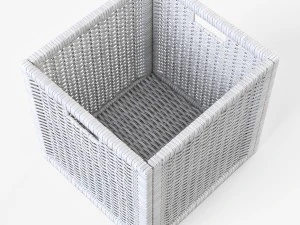 rattan basket ikea branas white color 3D Model