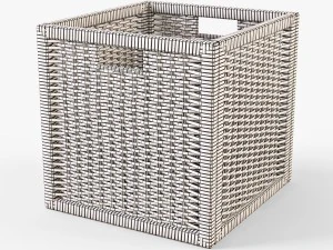 rattan basket ikea branas white color 3D Model