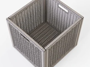 rattan basket ikea branas white color 3D Model