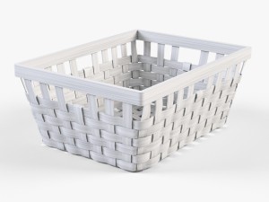 wicker basket ikea knarra 1 white color 3D Модель