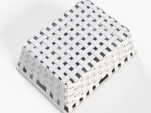 wicker basket ikea knarra 1 white color 3D Model