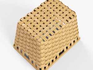 wicker basket ikea knarra 2 natural color Model 3D