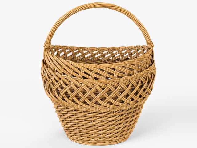 wicker basket 01 3D Model .c4d .max .obj .3ds .fbx .stl .blend 