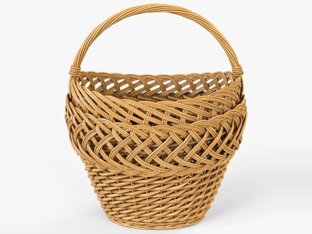 wicker basket 01 3D Model .c4d .max .obj .3ds .fbx .stl .blend