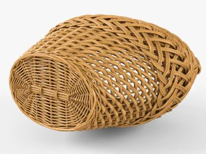 wicker basket 01 with apples 3D Model