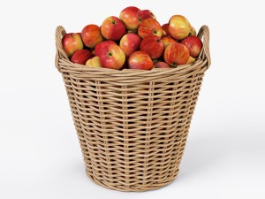 wicker basket ikea nipprig with apples 3D Model