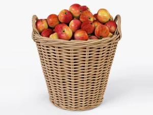 cesta de vime ikea nipprig com maçãs Modelo 3D