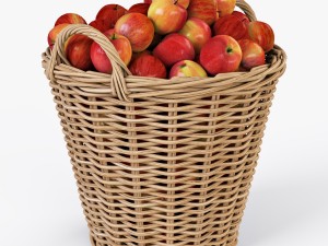 wicker basket ikea nipprig with apples 3D Model