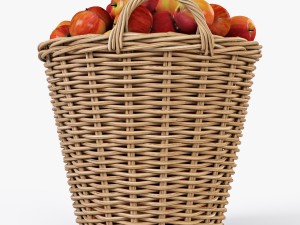 wicker basket ikea nipprig with apples 3D Model