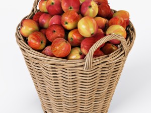 wicker basket ikea nipprig with apples 3D Model