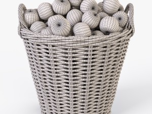wicker basket ikea nipprig with apples 3D Model