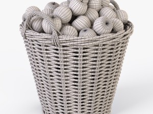 wicker basket ikea nipprig with apples 3D Model
